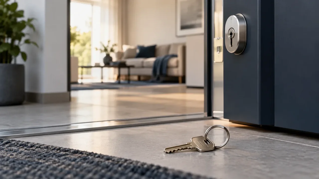 Wohnungsschlüssel mit Vertragsunterlagen